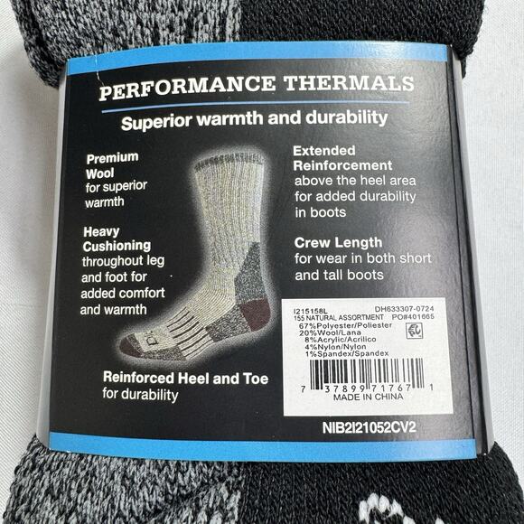Dickies Wool Blend Performance Thermals Crew Socks 2 Pairs Men's Shoe Size 6-12 - Picture 6 of 7